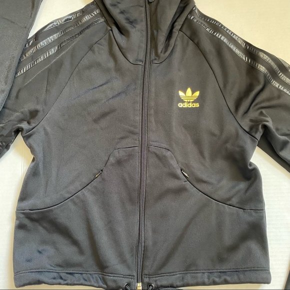 Adidas trefoil women’s full zip high neck track jacket satin 3 stripes - small - Picture 11 of 15